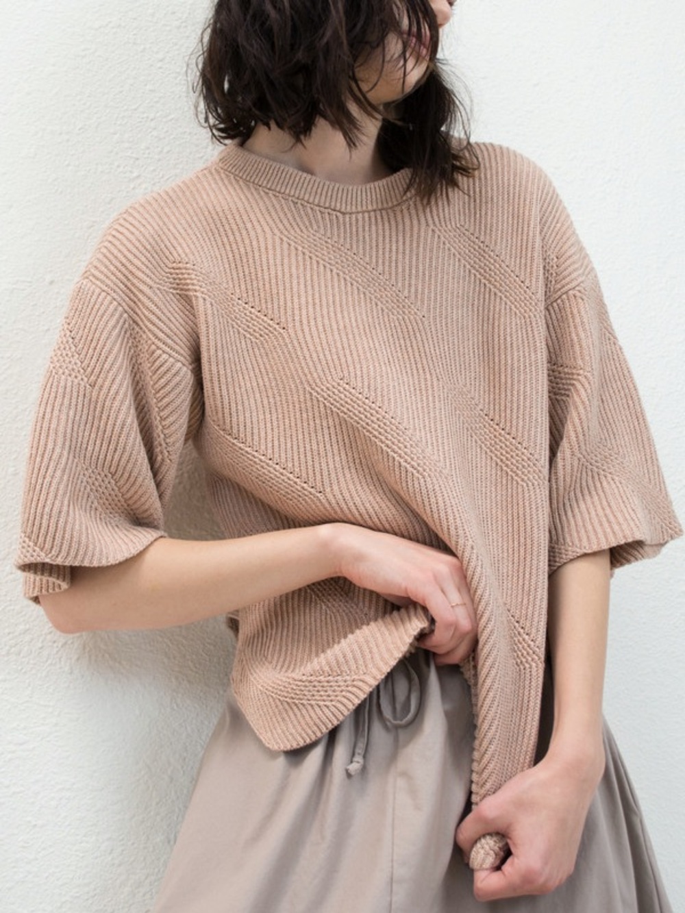 Micaela Greg Nude Dash Sweater in Nude